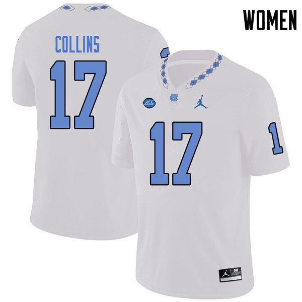 Jordan Brand Women #17 Chris Collins North Carolina Tar Heels College Football Jerseys Sale-White